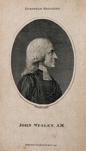 view John Wesley. Stipple engraving.