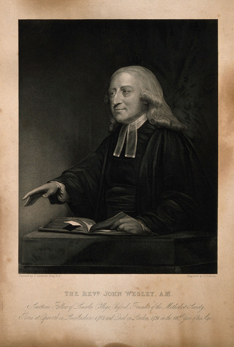 John Wesley. Stipple engraving by J. Cochran after J. Jackson., by John Jackson