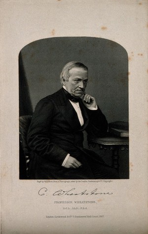 view Sir Charles Wheatstone. Engraving by W. H. Mote, 1867.