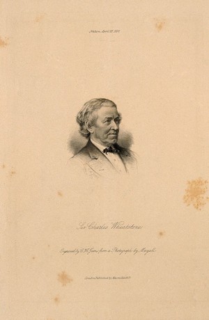 view Sir Charles Wheatstone. Stipple engraving by C. H. Jeens, 1876, after J. Mayall.