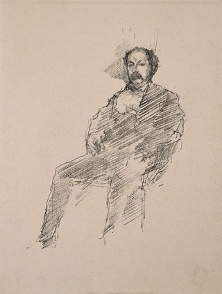 William MacNeill Whistler. Reproduction of charcoal drawing by J. A. M. Whistler, 1895.
