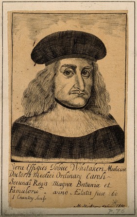 Tobias Whitaker. Pen drawing by M. Nickson, 1810, after J. Chantry, 1661.