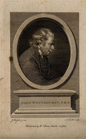 view John Whitehurst. Line engraving by A. Smith, 1788, after J. Wright of Derby.
