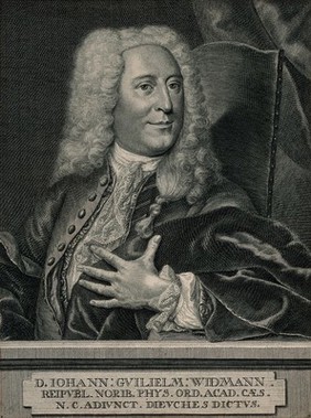 Johann Wilhelm Widman. Line engraving by J. W. Windter, 1735, after P. Decker.