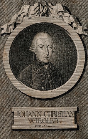 view Johann Christian Wiegleb. Line engraving.