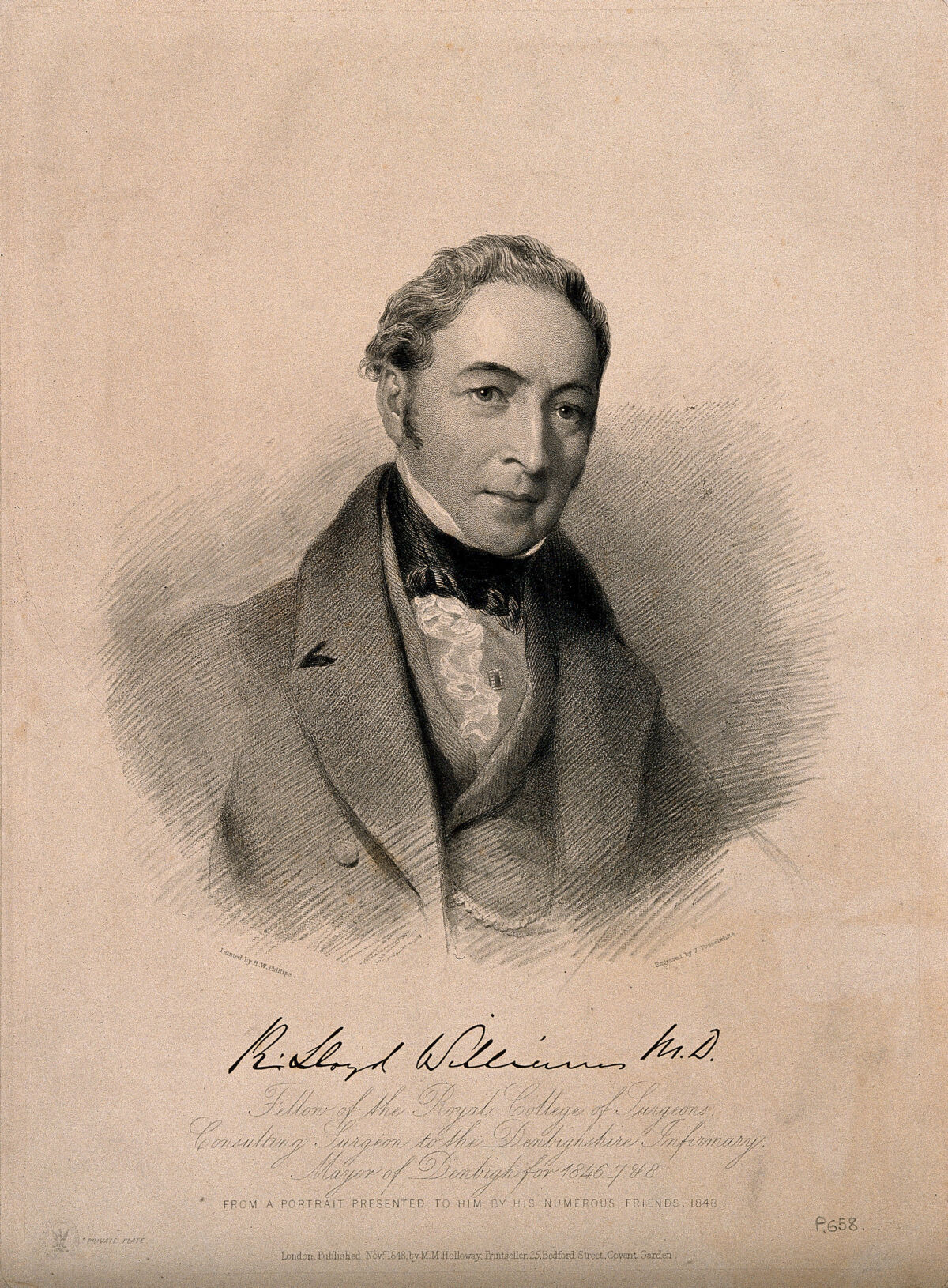 Richard Lloyd Williams. Stipple engraving by J. Posselwhite, 1848, after H. W. Phillips., by Henry Wyndham Phillips