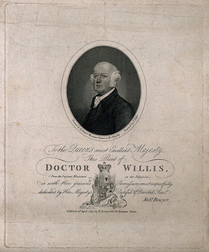 Francis Willis. Line engraving by J. Fittler, 1789, after R. Bowyer.