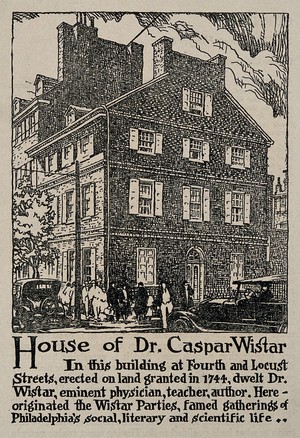 view Caspar Wistar: his house in Philadelphia. Lithograph.
