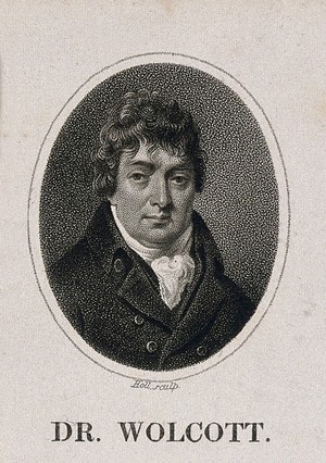 view John Wolcot [Peter Pindar]. Stipple engraving by Holl, 1820, after J. R. Smith.