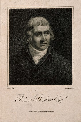 John Wolcot [Peter Pindar]. Stipple engraving by K. Mackenzie, 1802, after J. Opie.