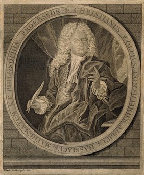 Christian von Wolff. Line engraving by E.J. Daudet, 1731.