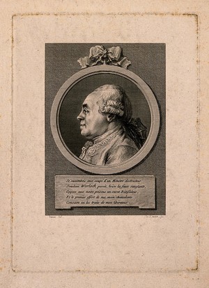 view Simeon Worlock. Line engraving by A. de St Aubin after D. Denon.