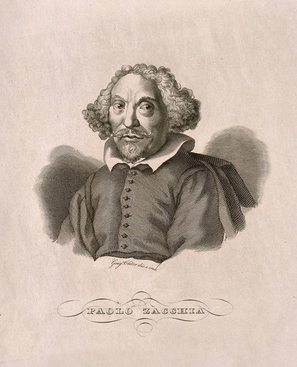 Paolo Zacchias. Line engraving by G. Cleter after himself.