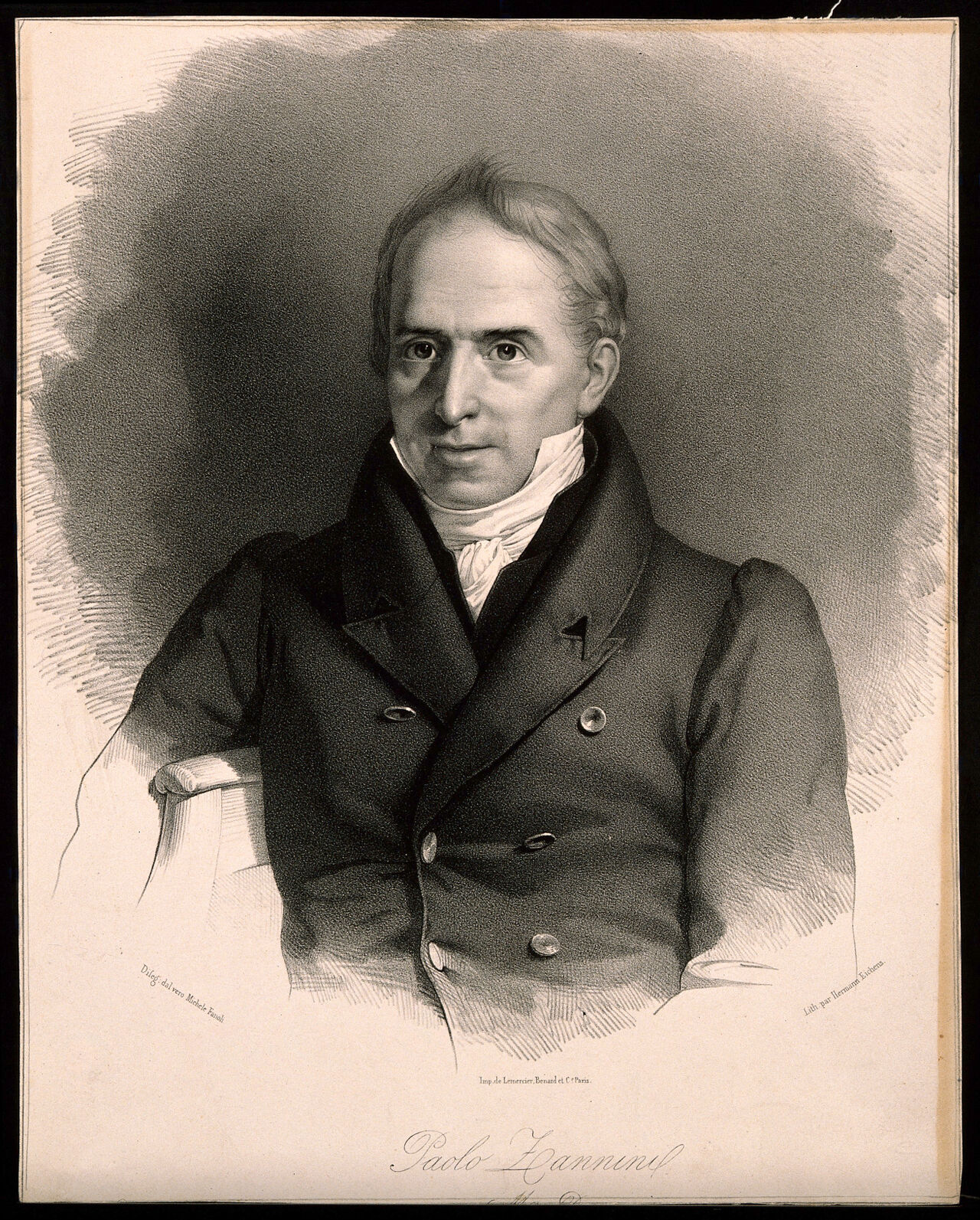 Paolo Zannini. Lithograph by M. Fanoli after himself., by Michele Fanoli