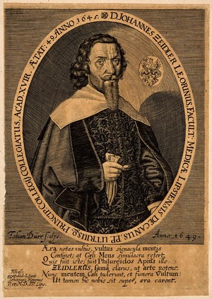 view Johann Zeidler. Line engraving by J. Dürr, 1649.