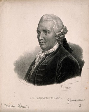 view Johann Georg Zimmermann. Lithograph by P. R. Vignéron.