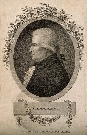 view Johann Georg Zimmermann. Stipple engraving by K. Mackenzie, 1808.