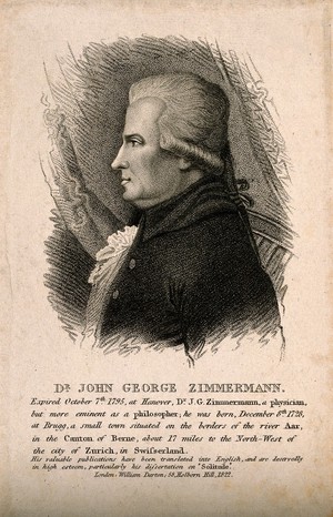 view Johann Georg Zimmermann. Stipple engraving, 1822.