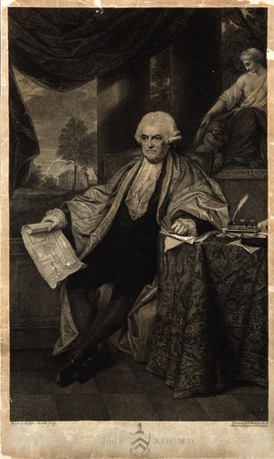 view John Ash. Stipple engraving by F. Bartolozzi, 1791, after Sir J. Reynolds.