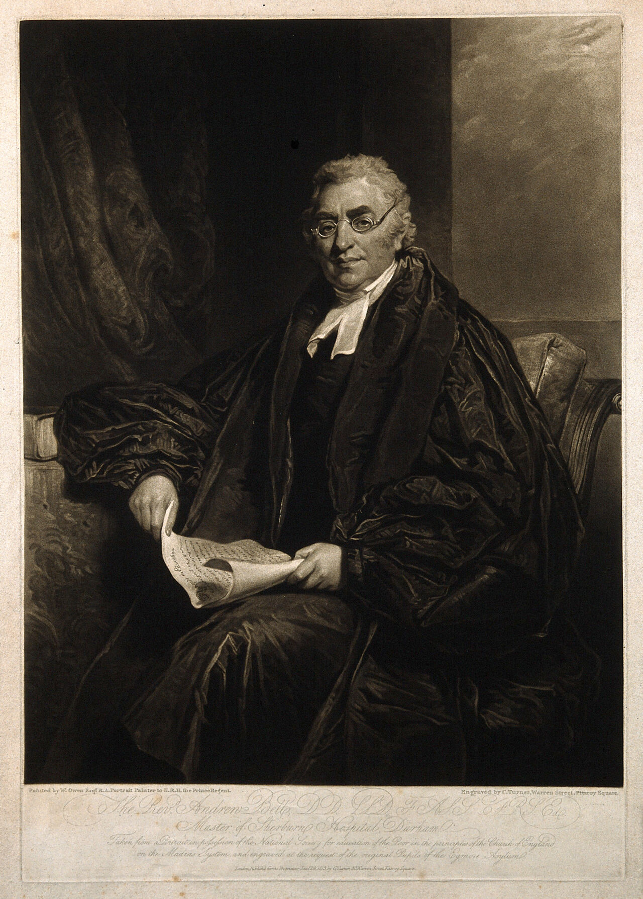 Andrew Bell. Mezzotint by C. Turner, 1825, after W. Owen., 1825, by William Owen