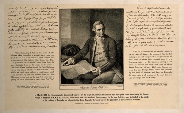 James Cook. Reproduction of line engraving.