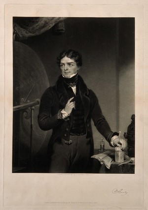 view Michael Faraday. Mezzotint by C. Turner, 1838, after himself.