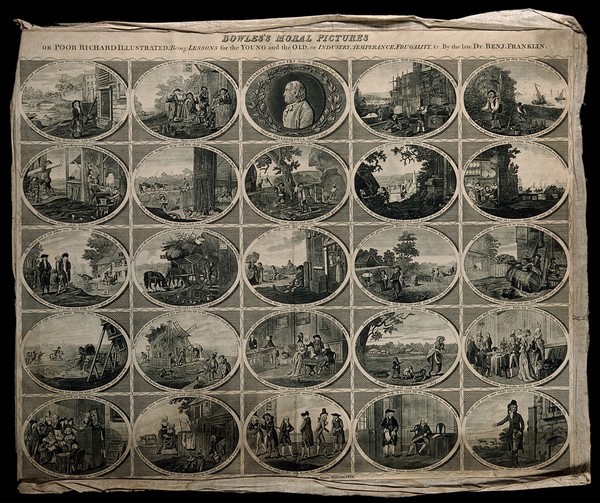 Twenty-five moral tales. Line engraving after [R.] Dighton after B. Franklin.