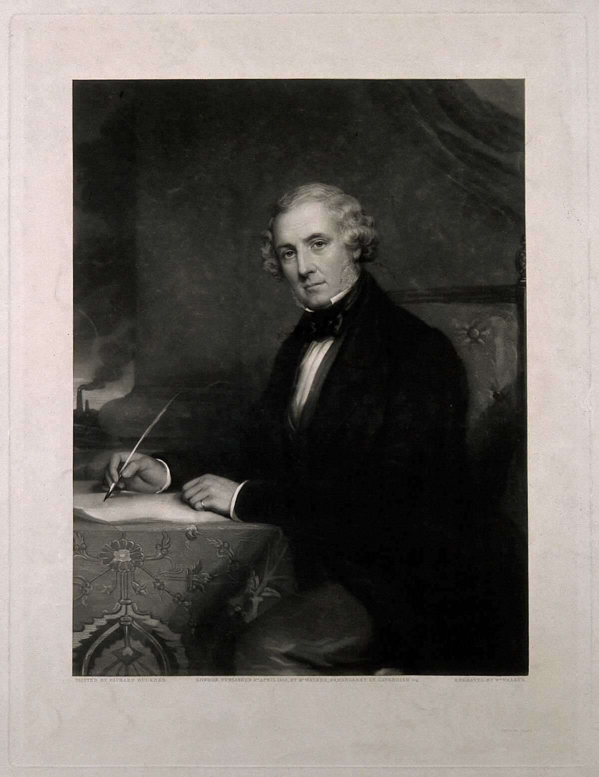 Sir J. J. Guest. Mezzotint by W. Walker, 1852, after R. Buckner., by Richard Buckner