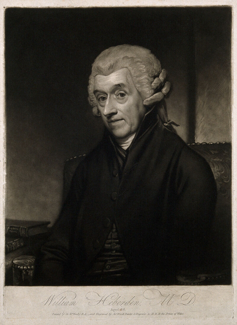 William Heberden. Mezzotint by J. Ward after Sir W. Beechey., by William Beechey