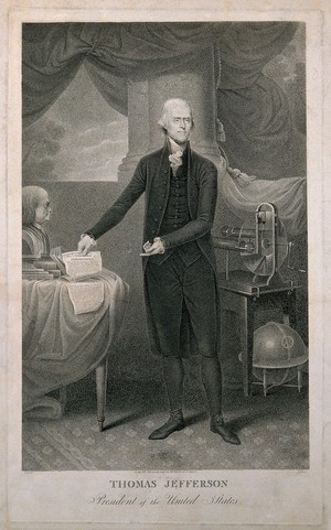 view Thomas Jefferson. Stipple engraving by C. Tiebout after R. Peale.