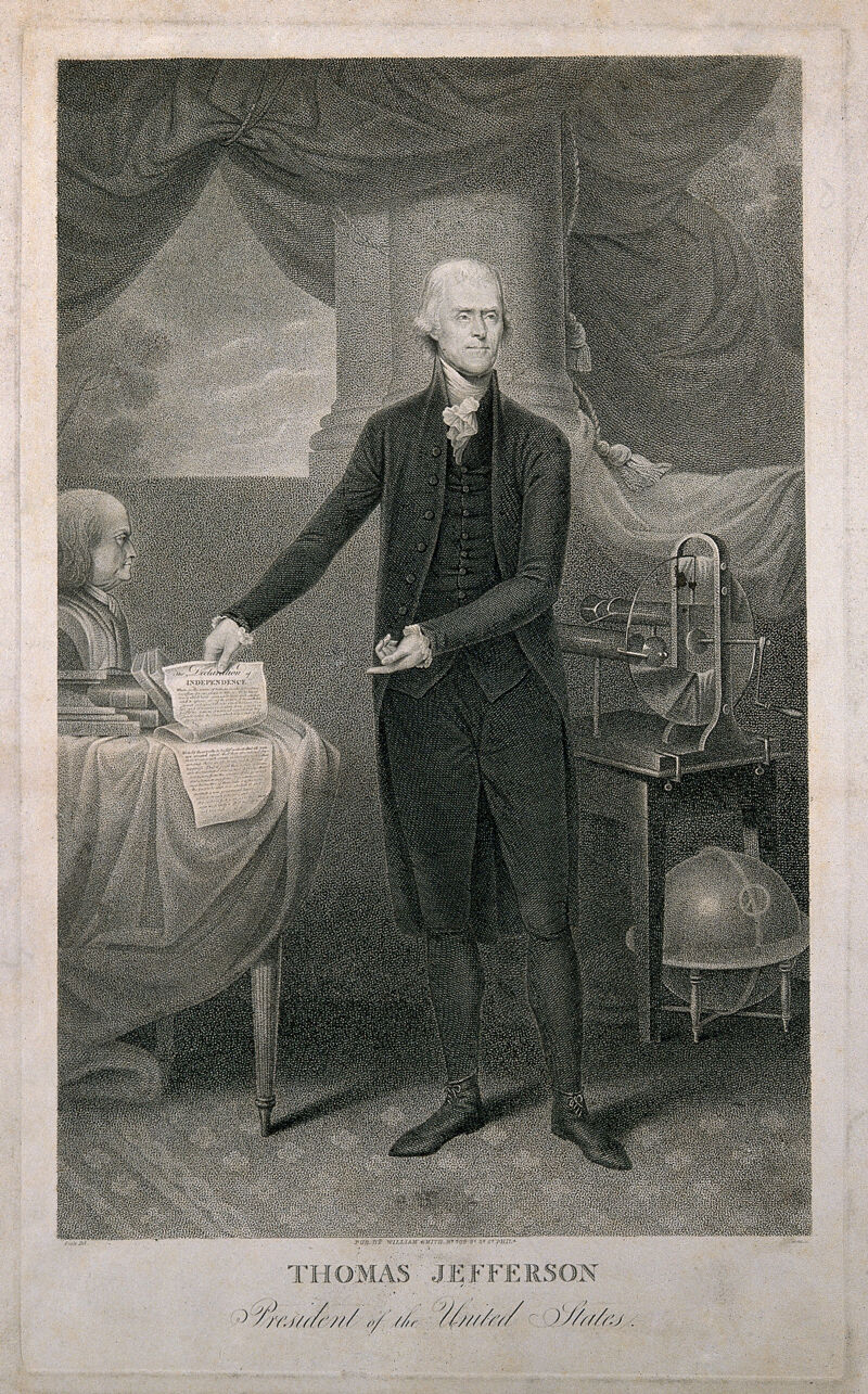 Thomas Jefferson. Stipple engraving by C. Tiebout after R. Peale., by Rembrandt Peale