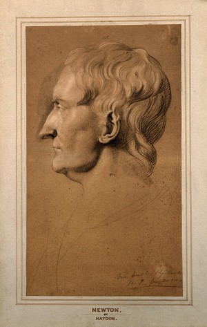 view Sir Isaac Newton. Chalk drawing, 1810, after L.F. Roubiliac.