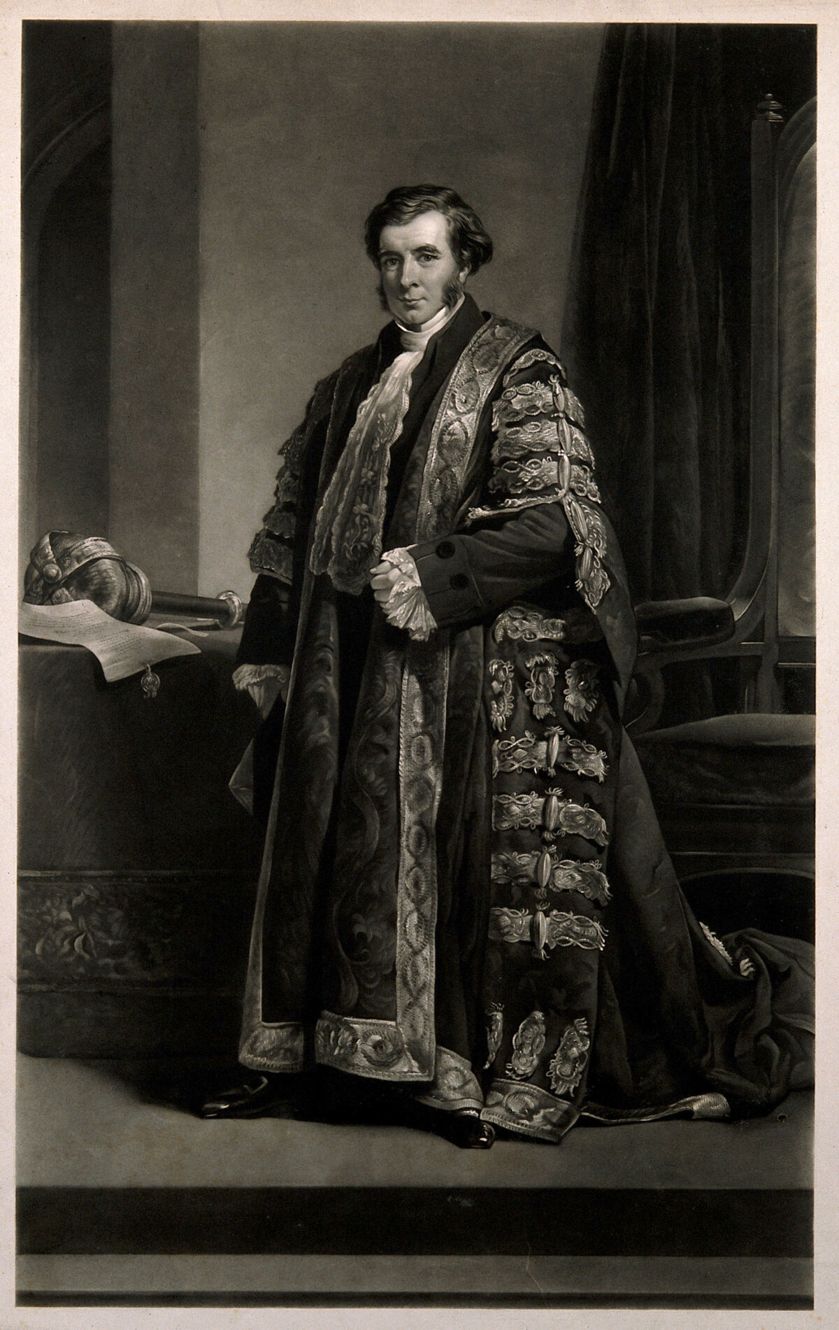 Sir Charles Nicholson. Mezzotint by J. R. Jackson after H. W. Phillips., by Henry Wyndham Phillips