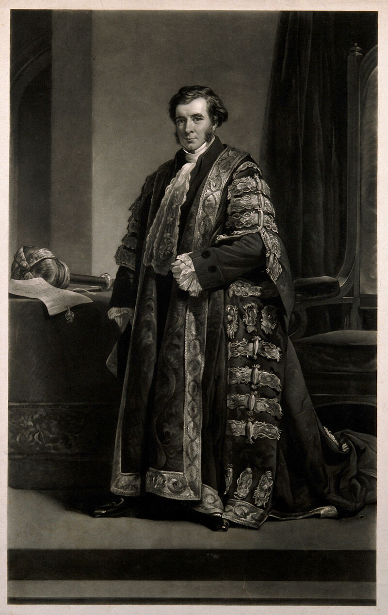 Sir Charles Nicholson. Mezzotint by J. R. Jackson after H. W. Phillips., by Henry Wyndham Phillips