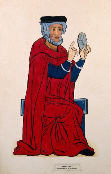 A man in mediaeval costume. Watercolour.
