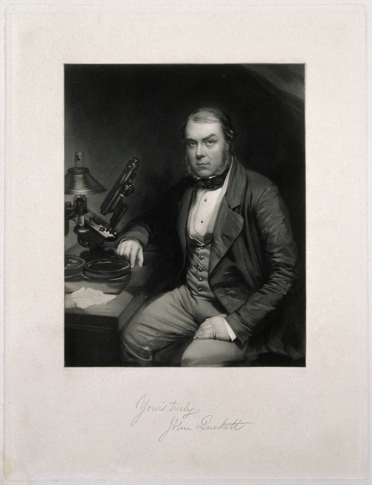 John Thomas Quekett. Mezzotint by W. Walker after E. Walker., by Elizabeth Walker