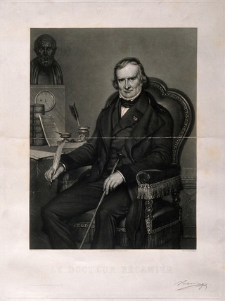 Joseph Claude Anthelme Récamier. Mezzotint by A.F. Girard, 1853, after J. B. Paulin-Guérin.