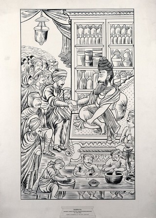 Susruta. Pen drawing.
