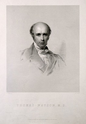 Sir Thomas Watson. Stipple engraving by F. Holl, 1854, after G. Richmond, [1850?].