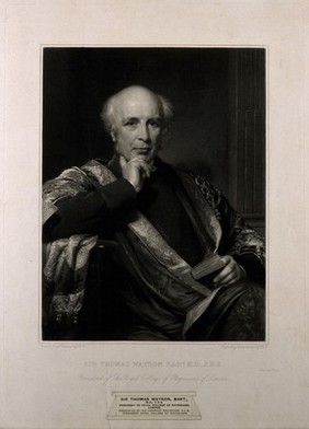 Sir Thomas Watson. Mezzotint by S. Cousins after G. Richmond, 1867.