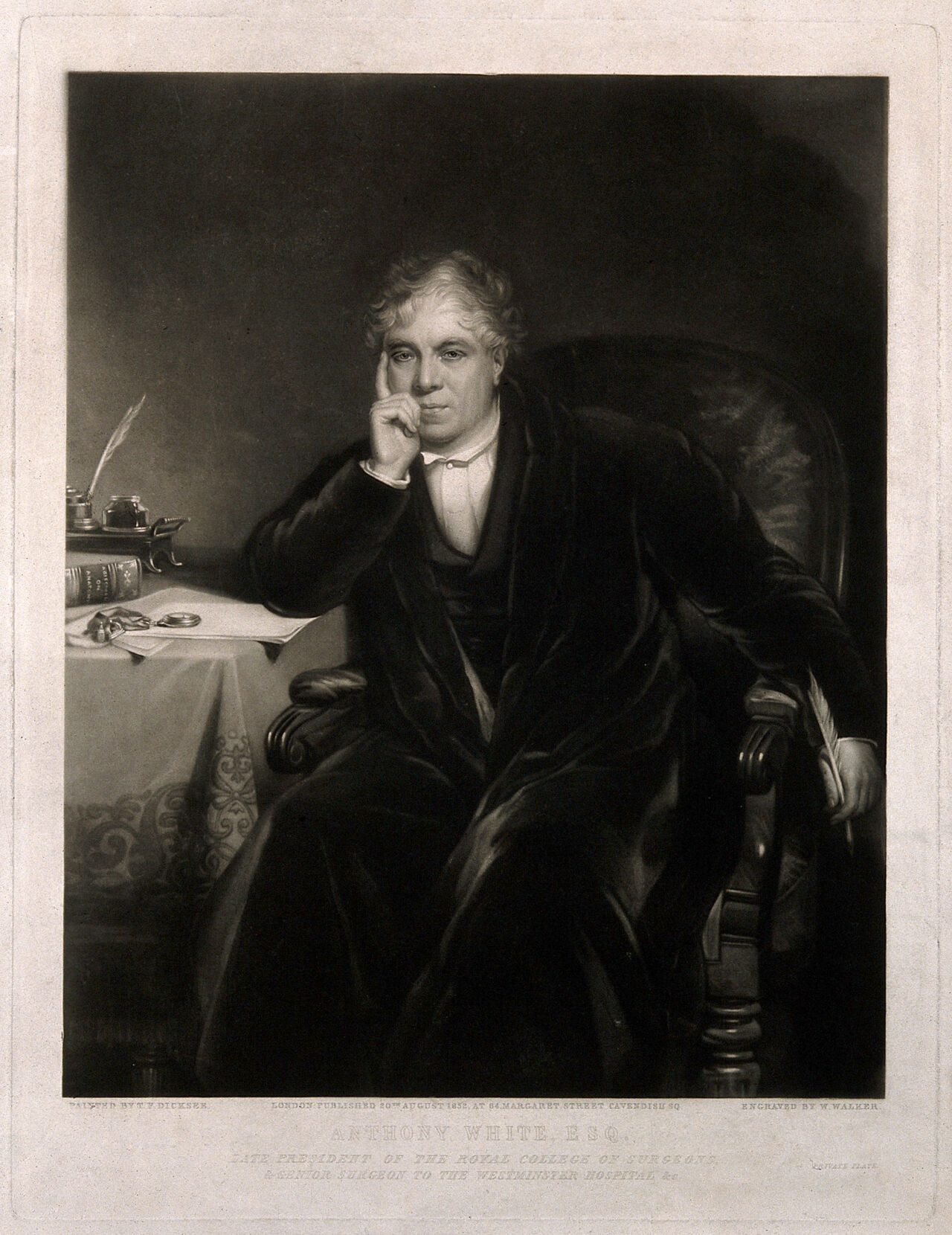 Anthony White. Mezzotint by W. Walker, 1852, after T. F. Dicksee, 1843., by Thomas Francis Dicksee