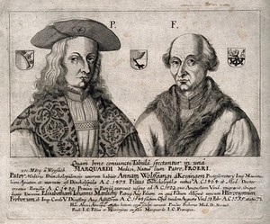 view Marquard Freher I and his son Marquard Freher II. Engraving.