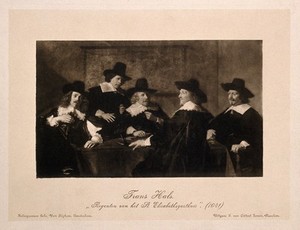 view The governors of St Elizabeth's Hospital, Haarlem. Heliogravure after F. Hals, 1641.