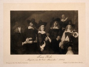 view The Master and Governors of the Old Men's House, Amsterdam. Heliogravure after F. Hals, 1664.