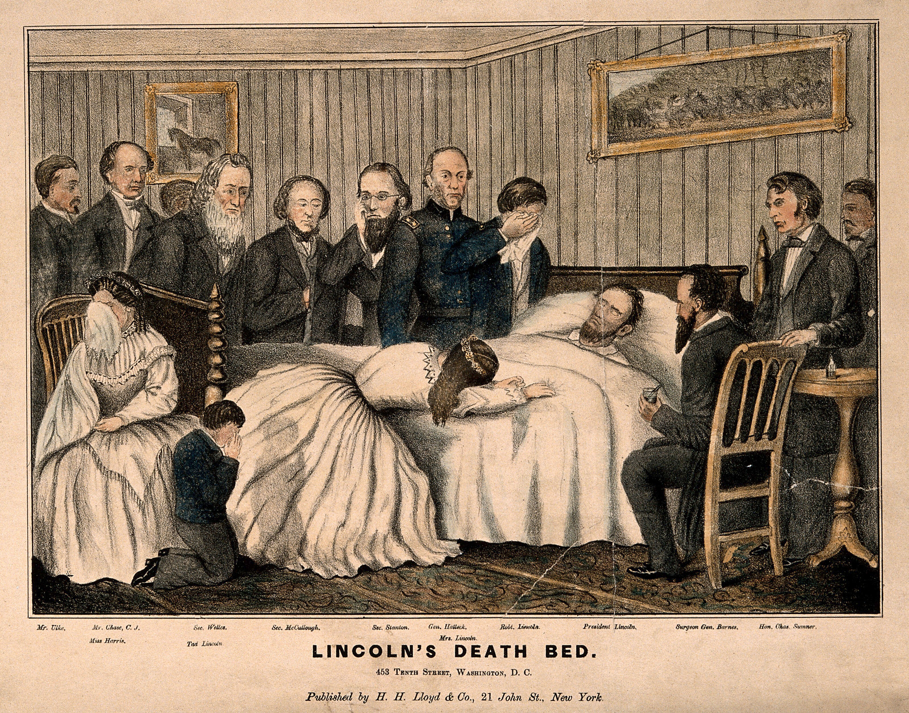 The Death Of President Abraham Lincoln In Washington 1865 Coloured Lithograph Wellcome Collection