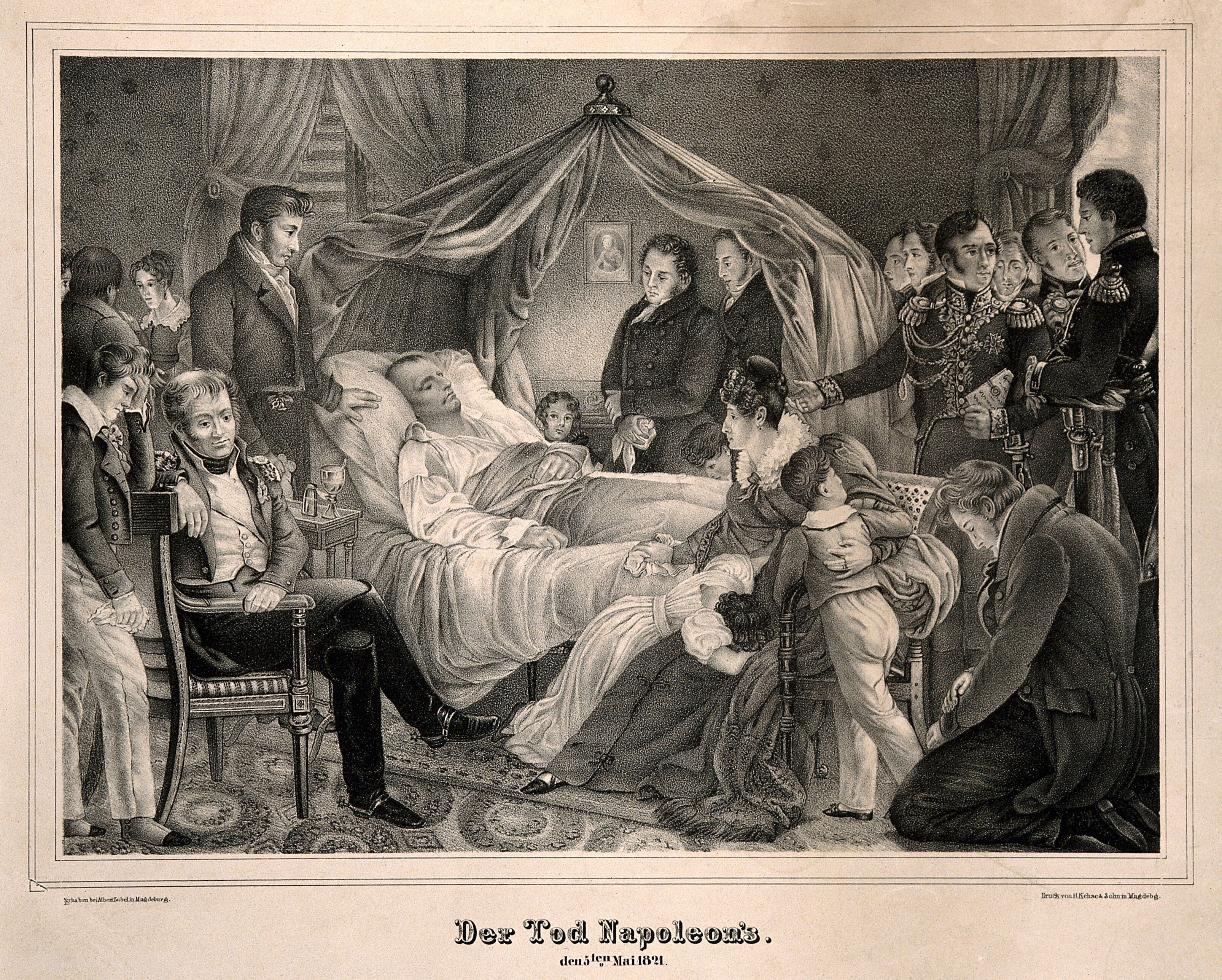 The Death Of Napoleon Bonaparte At St Helena In 1821 Lithograph