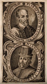 Two barbers: Peter Paul Magnus (above) and Nardus of Naples (below). Line engraving.