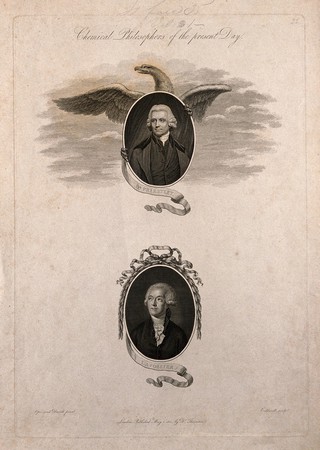 Joseph Priestley (above) and Antoine Lavoisier (below) Line engraving by R. Caldwall, 1801, after J. Opie and J.-L. David.