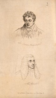 Sir James Mackintosh (above) and Mr. Abbott (below), both in vignette. Engraving, 1805.