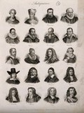 view Antiquaries: twenty portraits of historians. Engraving by J.W. Cook, 1825.